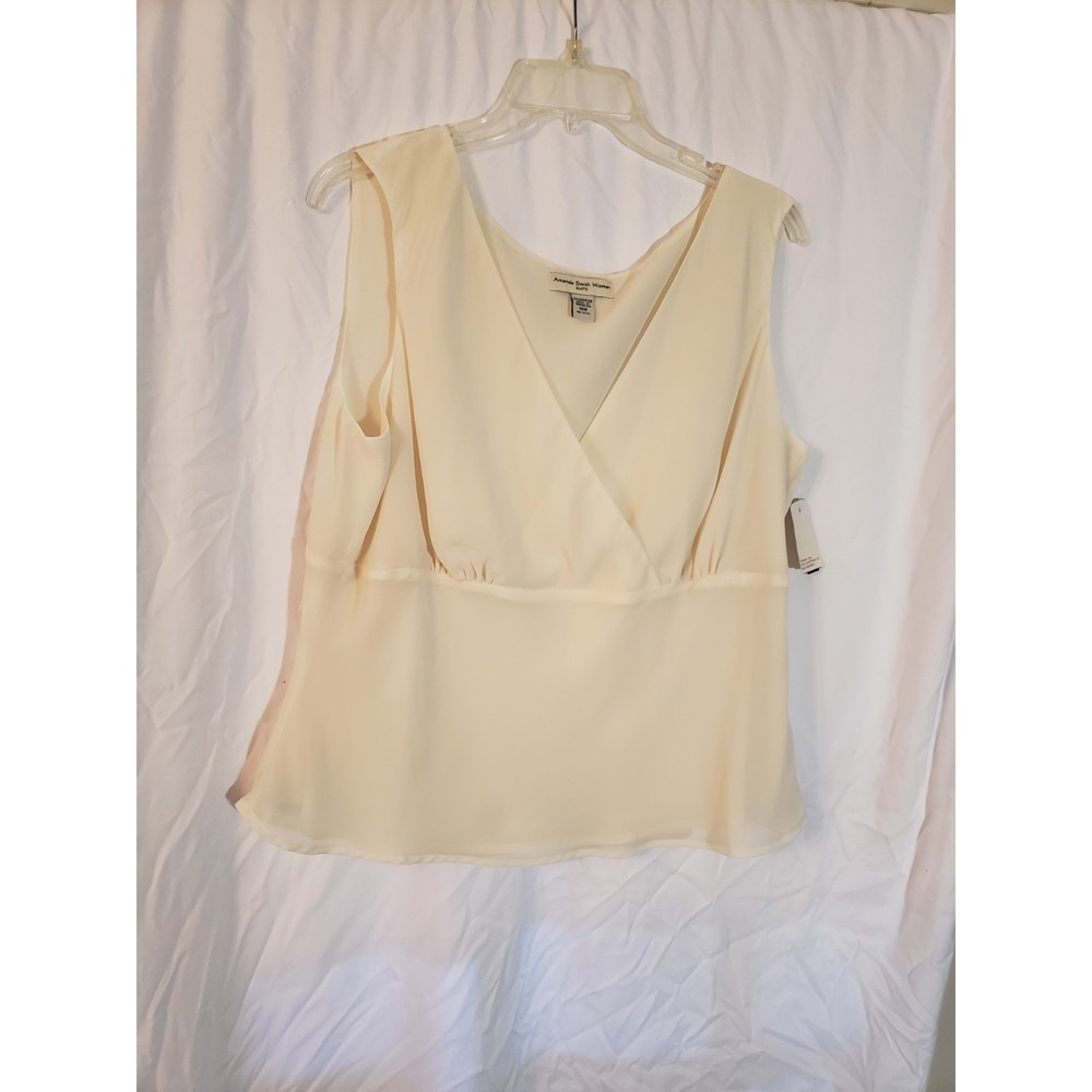 Womens Amanda Smith Dress  Tank Top Ivory Flowy 16W (H87)
